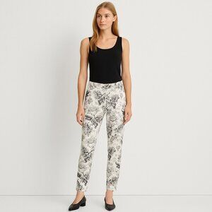 Zara Woman Monochrome Floral Print Slim Ankle Pants Size 8